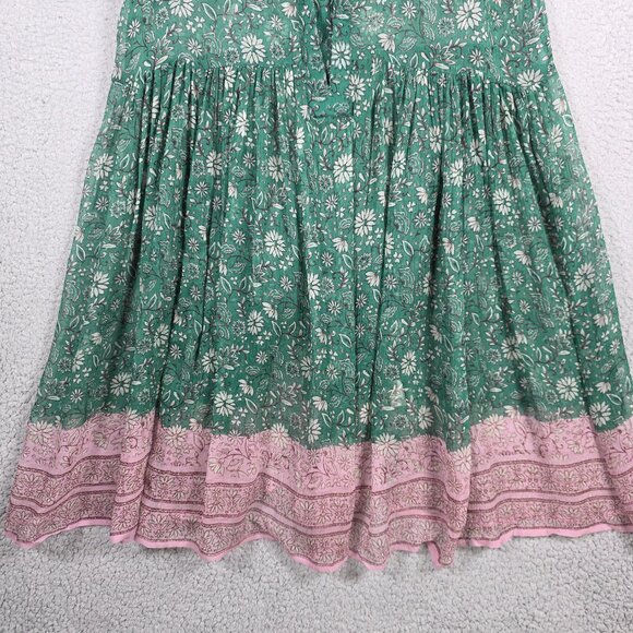 Anthropologie Maeve Mini Dress Small Tunic Sheer Dainty Cottagecore Floral Pleat - Picture 7 of 14
